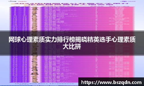 网球心理素质实力排行榜揭晓精英选手心理素质大比拼