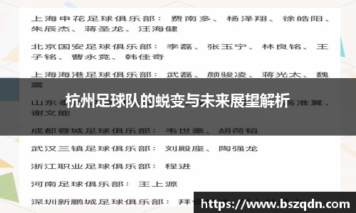 杭州足球队的蜕变与未来展望解析